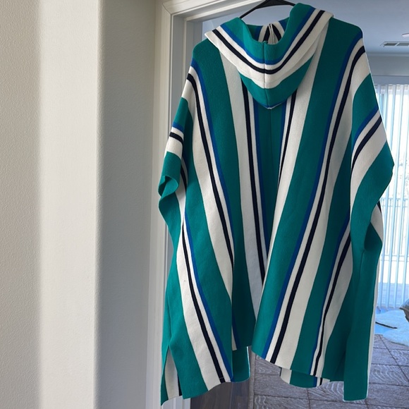 New Free People All I Need Stripe Hooded Poncho Jacket - Picture 9 of 12